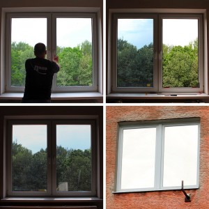 Пример оклейки внешней плёнкой окна RHE 35
